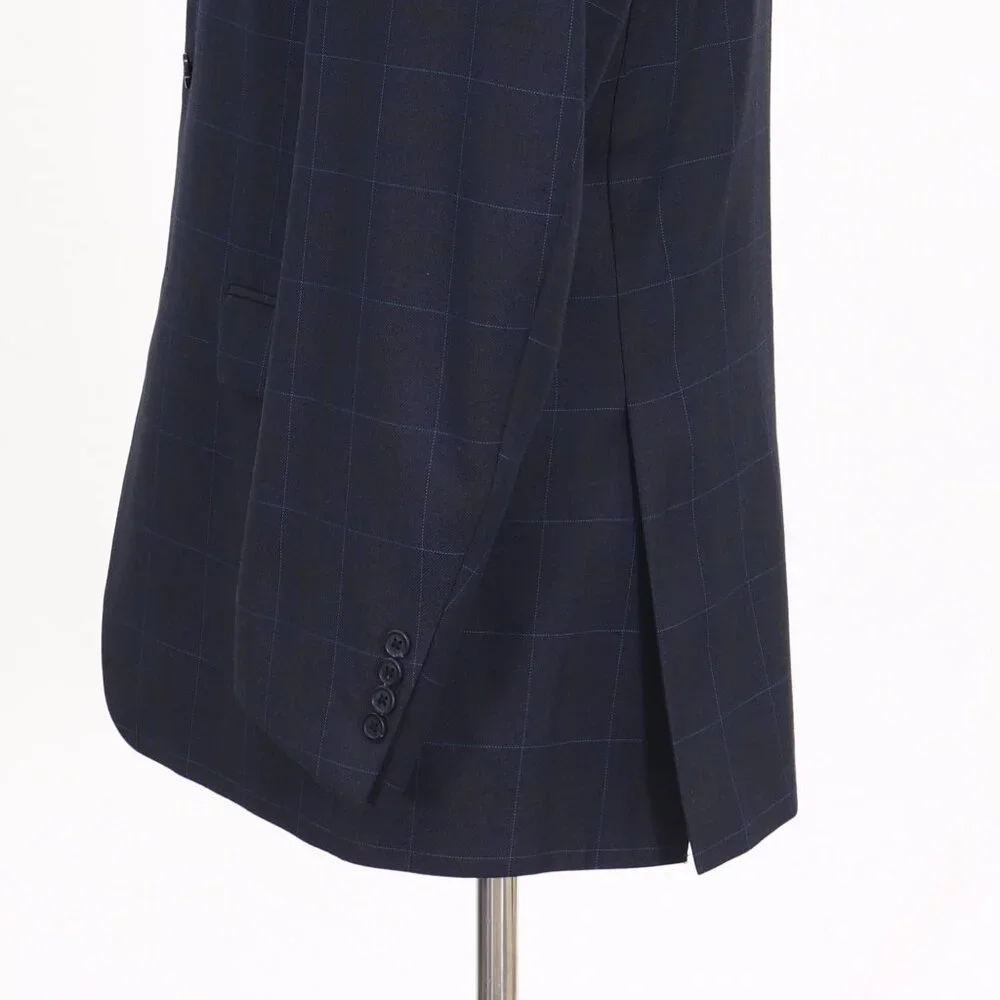 Axcess 42L Navy Blazer Sport Coat Jacket 3-Button Check T372